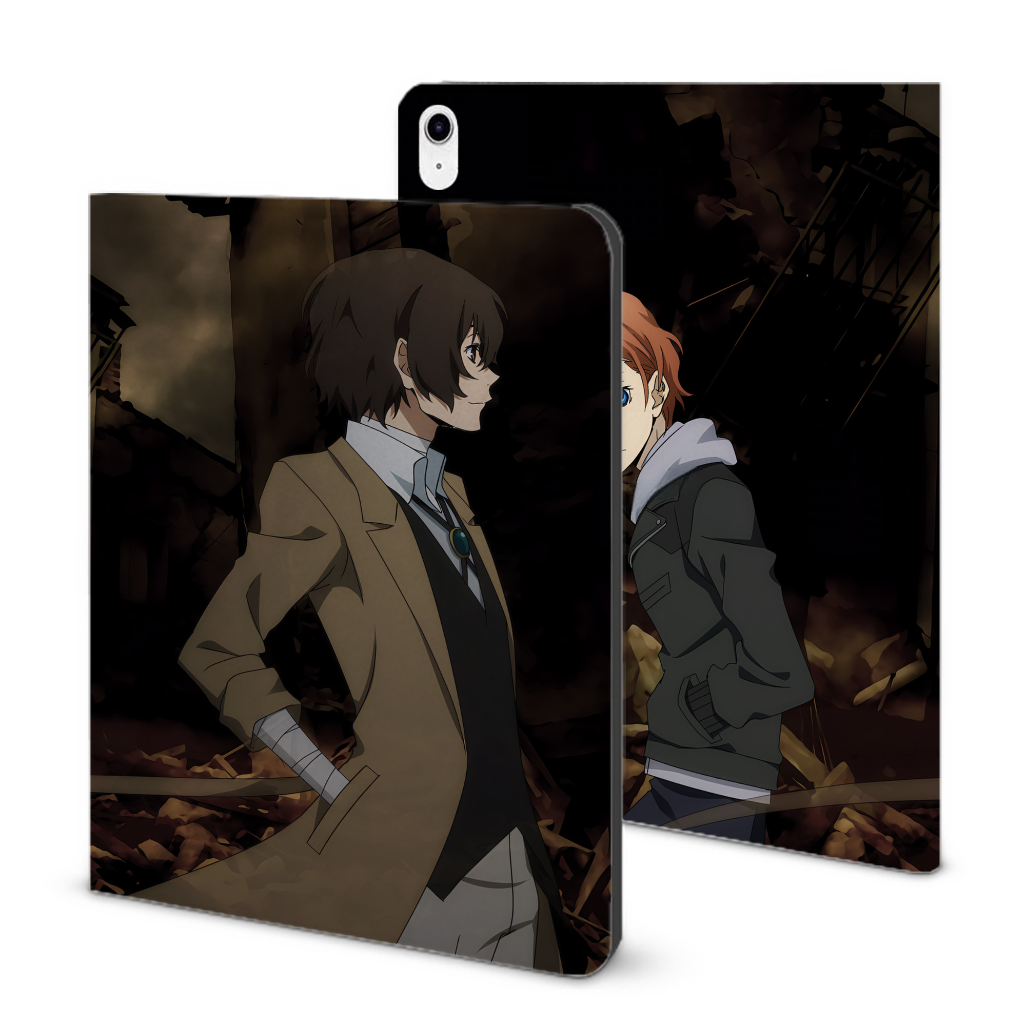 （画像用） 文豪ストレイドッグス Bungo Stray Dogs IPad ケース ブック型 PUレザー TPU 耐衝撃 軽量 薄型 ペン収納なし 全面保護 IPad 各モデル対応